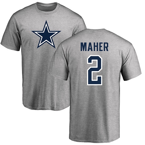 Men Dallas Cowboys Ash Brett Maher Name and Number Logo #2 Nike NFL T Shirt